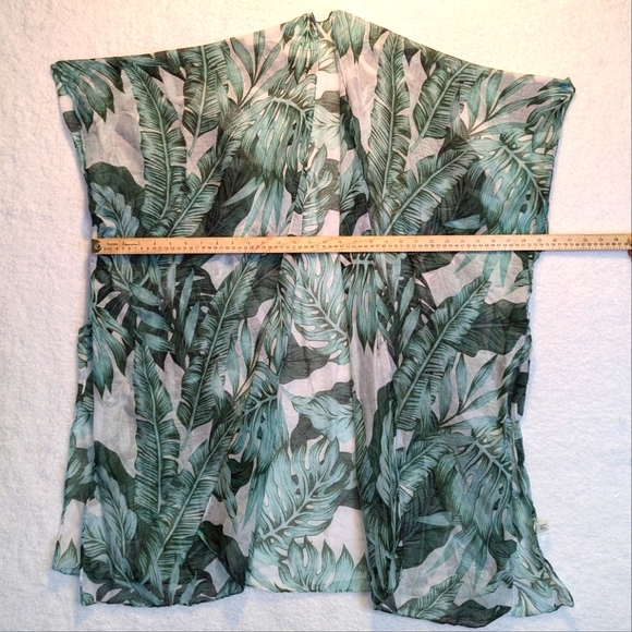 Tropical Foliage Sheer Kimono SwimSuit Cover Blouse Scarf Shawl w/ Arm Holes NEW - Picture 2 of 8